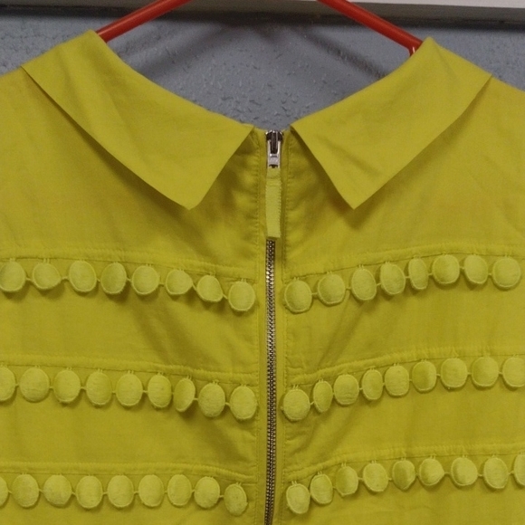 J. Crew Yellow Textured Tank Top with Pom-Pom Detail Y2K, Romantic, Femenina. - Picture 6 of 12